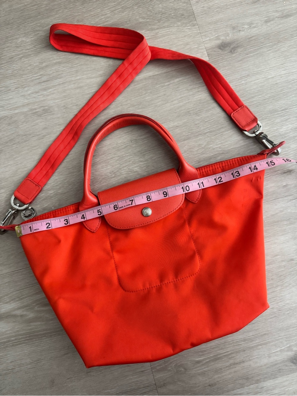 Longchamp red Le Pliage Modele Depose Small Tote with Adjustable Strap - Picture 6 of 14